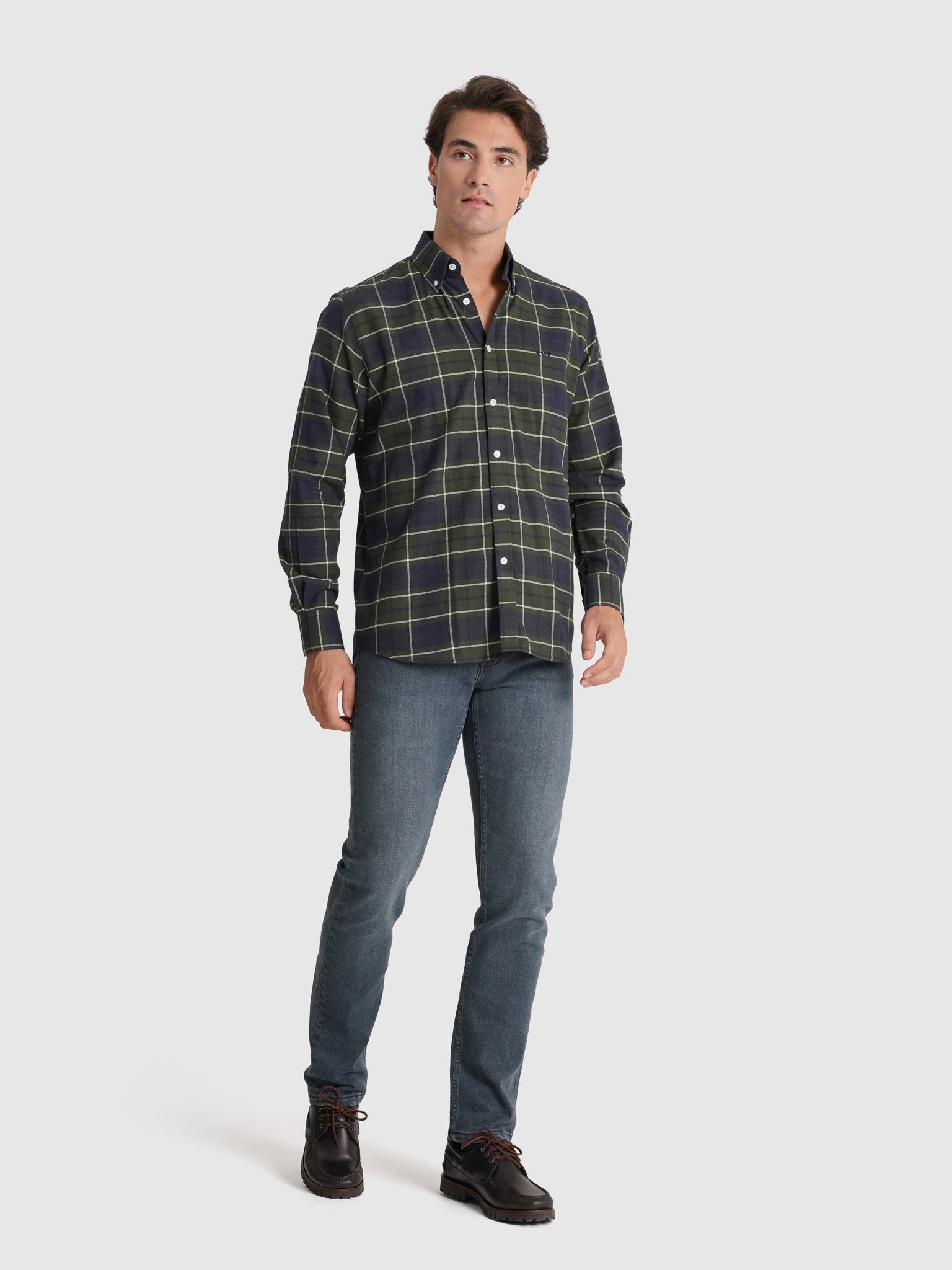 CAMISA FRANELA AZUL MANGA LARGA REGULAR FIT MR. AZUL