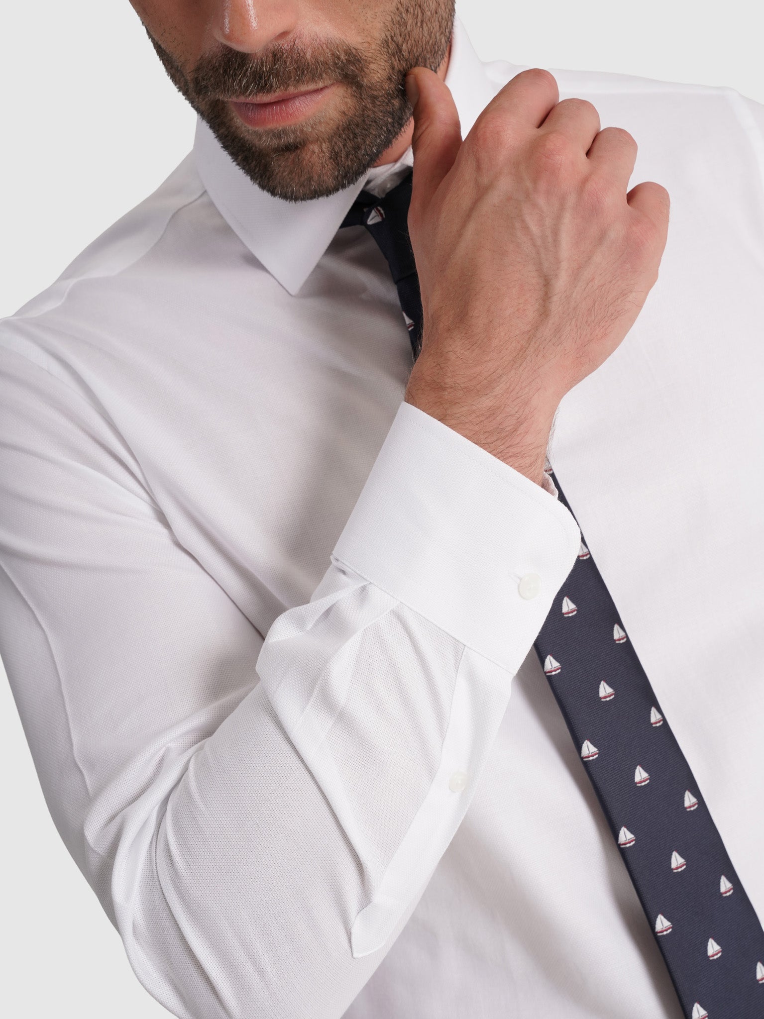 CAMISA DE ALGODÓN BLANCA MANGA LARGA CLASSIC FIT MR. AZUL
