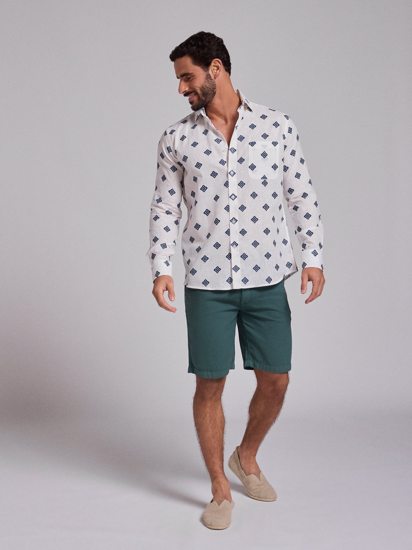 CAMISA LINHO AZUL MANGA COMPRIDA REGULAR FIT MR. BLUE