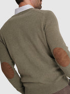 GREEN WOOL PULLOVER WITH REGULAR FIT MR ELBOW PADS. BLUE