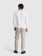 WHITE COTTON T-SHIRT LONG SLEEVE REGULAR FIT MR. BLUE