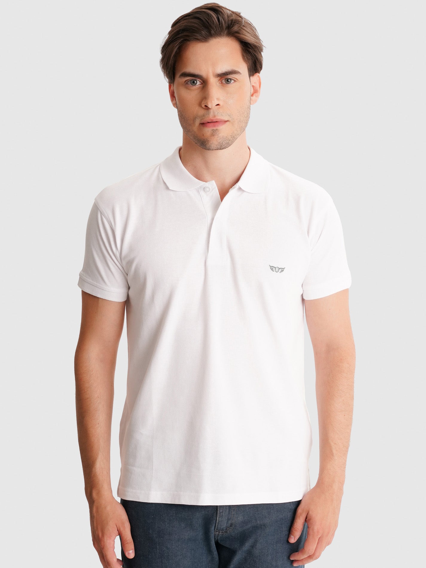 WHITE POLO SHORT SLEEVES REGULAR FIT MR. BLUE