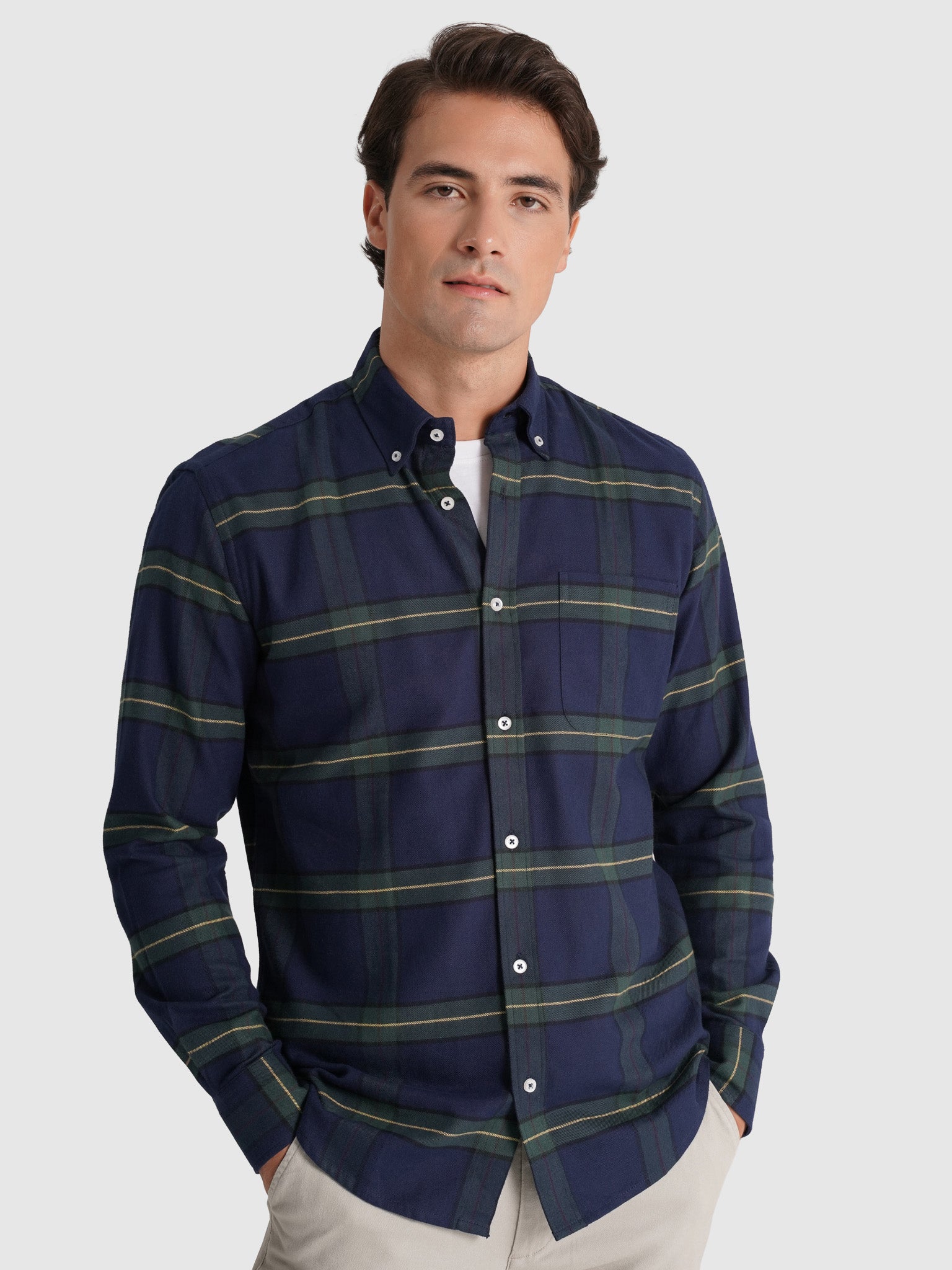 CAMISA ALGODÓN AZUL MANGA LARGA REGULAR FIT MR. AZUL