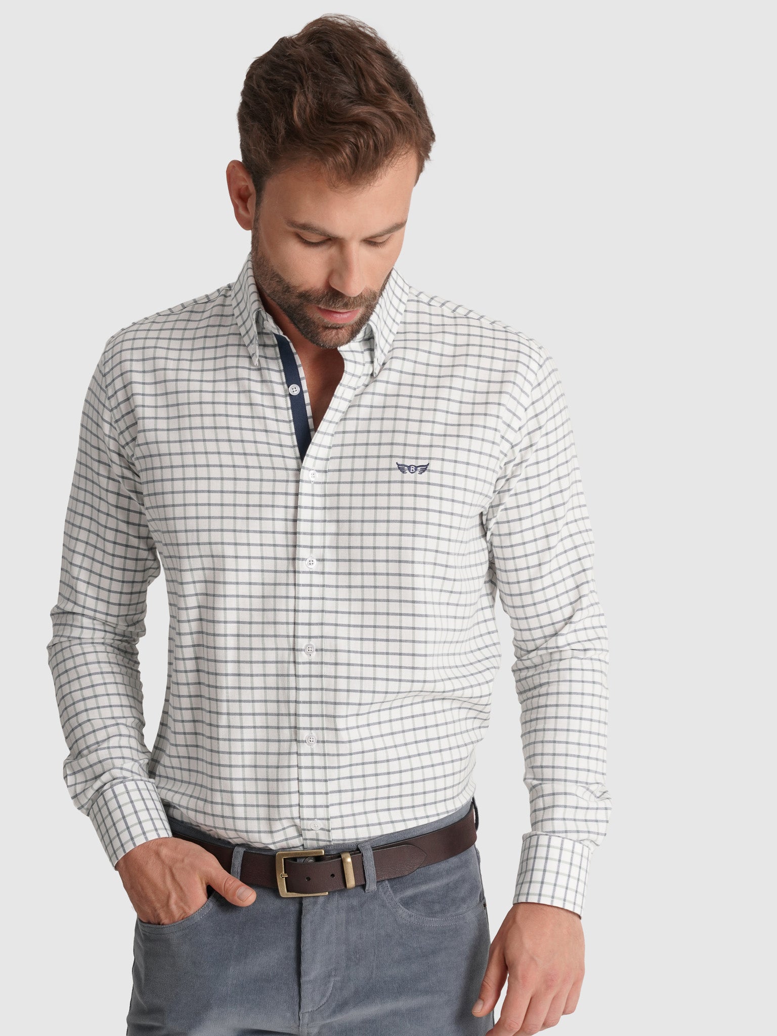 CAMISA FRANELA AZUL MANGA LARGA REGULAR FIT MR. AZUL