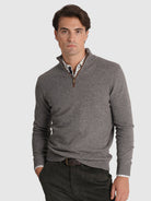 GRAY WOOL PULLOVER WITH REGULAR FIT MR ELBOW PADS. BLUE