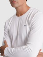 WHITE COTTON T-SHIRT LONG SLEEVE REGULAR FIT MR. BLUE