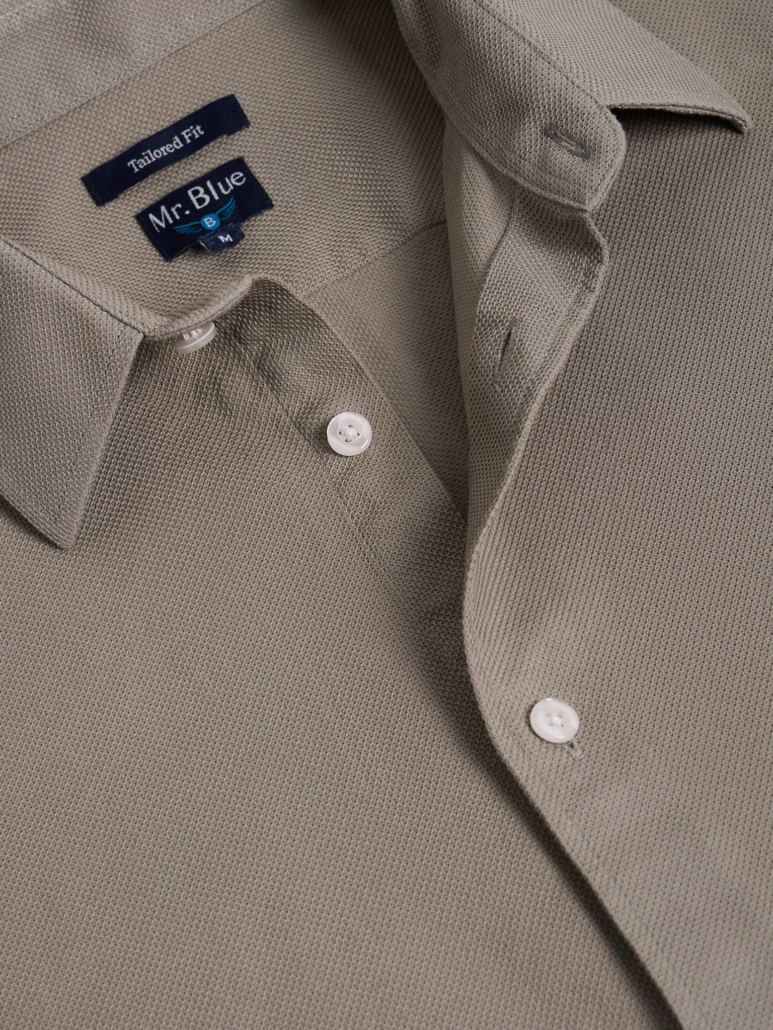 GREEN COTTON SHIRT LONG SLEEVE TAILORED FIT MR. BLUE