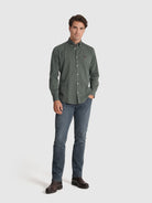 GREEN COTTON SHIRT LONG SLEEVE REGULAR FIT MR. BLUE