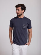 BLUE COTTON T-SHIRT SHORT SLEEVE REGULAR FIT MR. BLUE