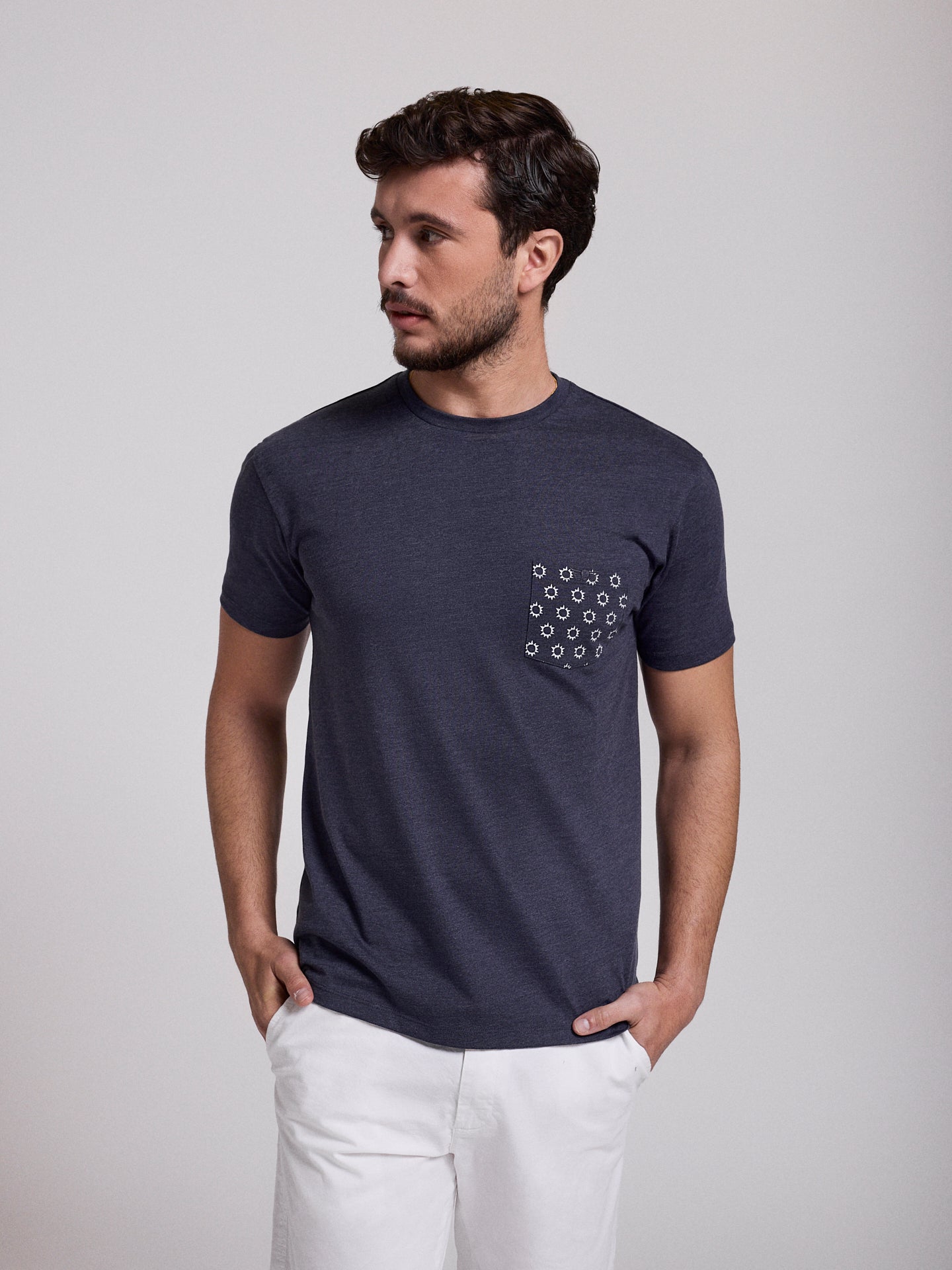 BLUE COTTON T-SHIRT SHORT SLEEVE REGULAR FIT MR. BLUE