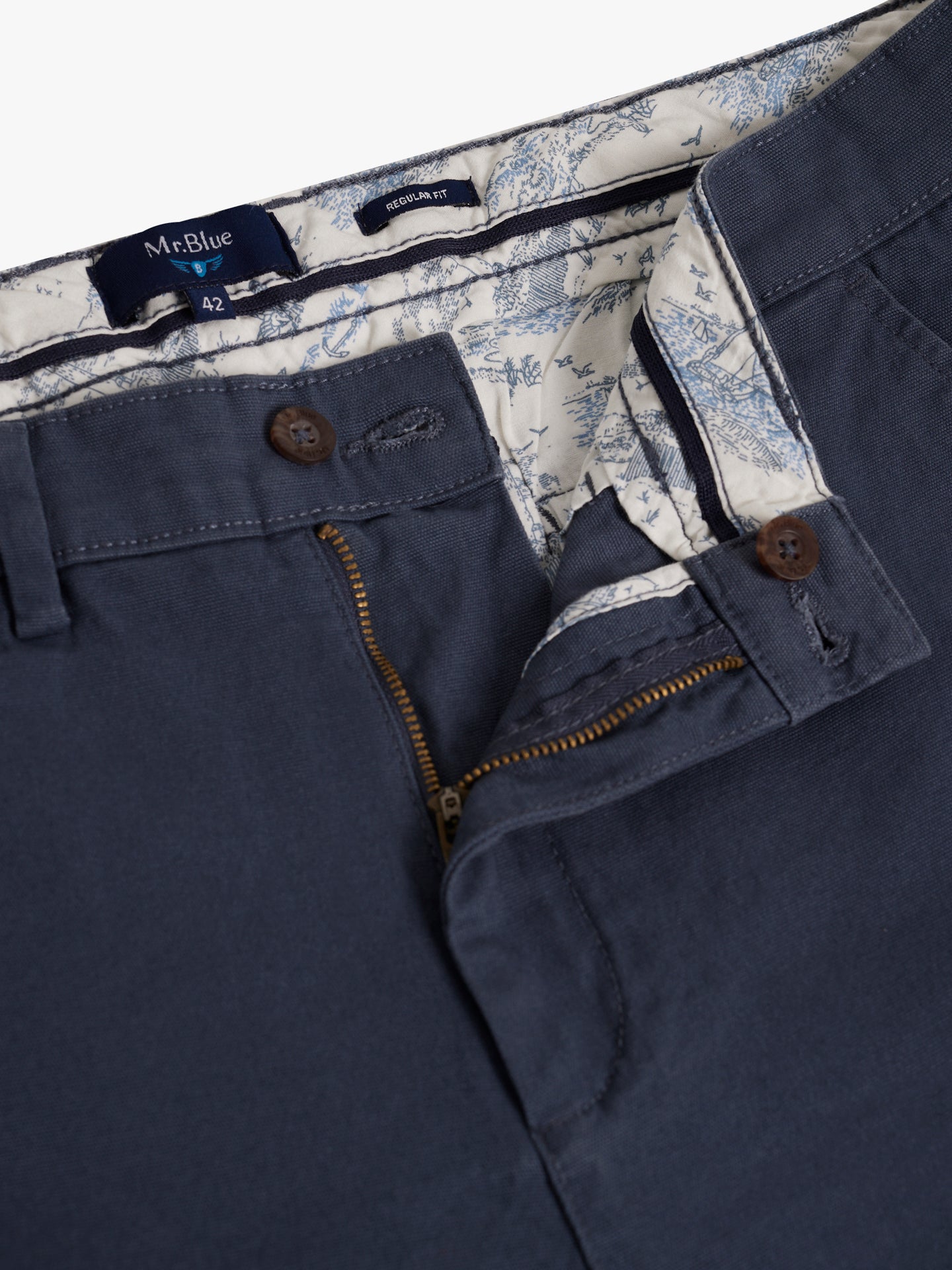 BLUE STRUCTURED TROUSERS REGULAR FIT MR. BLUE