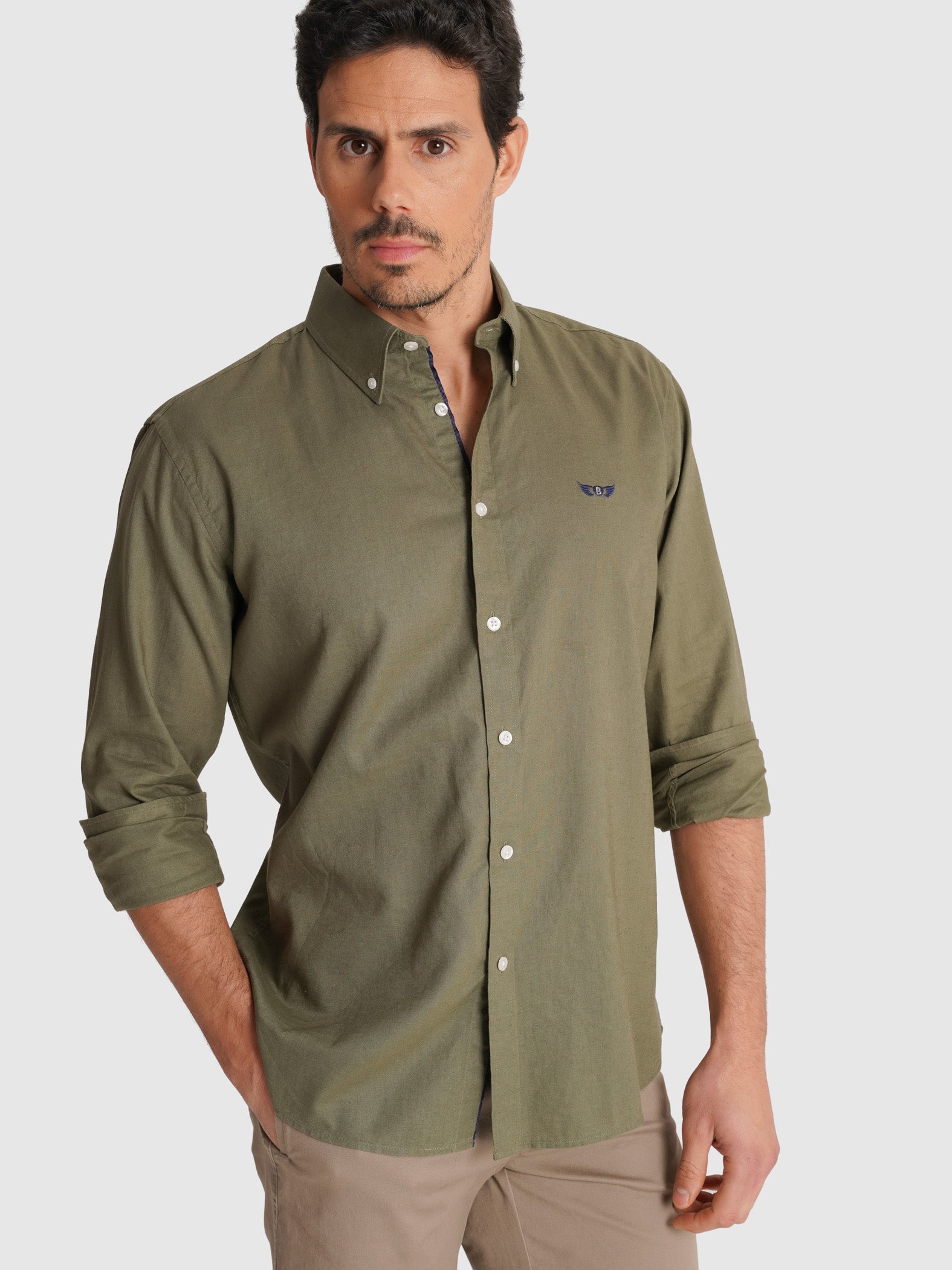 LONG SLEEVE GREEN SHIRT REGULAR FIT MR. BLUE