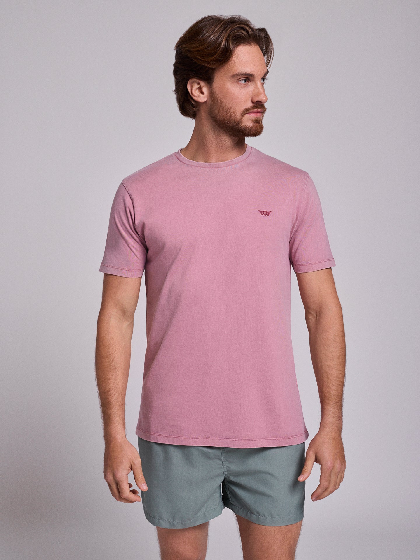 PINK COTTON T-SHIRT SHORT SLEEVE REGULAR FIT MR. BLUE