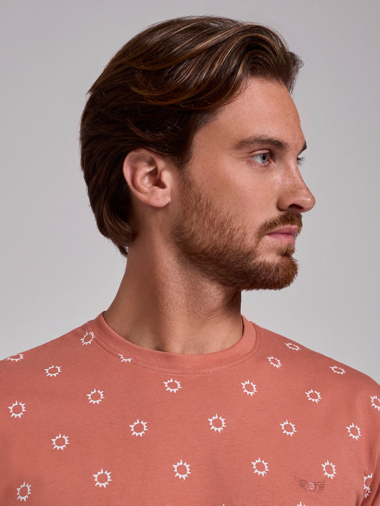 T-SHIRT ALGODÃO ROSA MANGA CURTA REGULAR FIT MR. BLUE