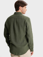 GREEN LINEN SHIRT LONG SLEEVE TAILORED FIT MARK BELLUCCI