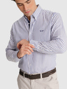 BLUE LONG SLEEVE REGULAR FIT MR SHIRT. BLUE