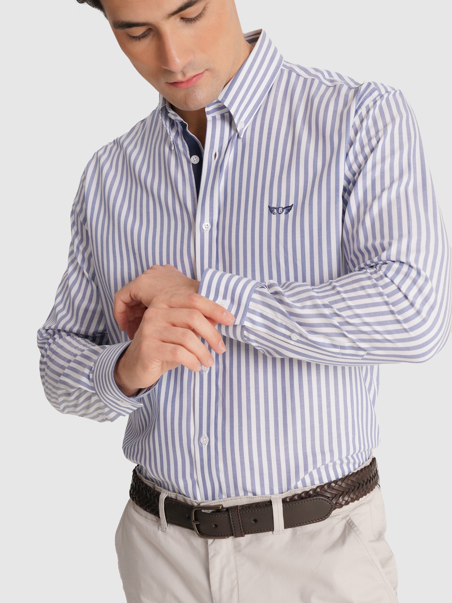 BLUE LONG SLEEVE REGULAR FIT MR SHIRT. BLUE