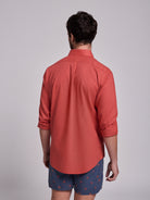 RED LINEN SHIRT LONG SLEEVE REGULAR FIT MR. BLUE