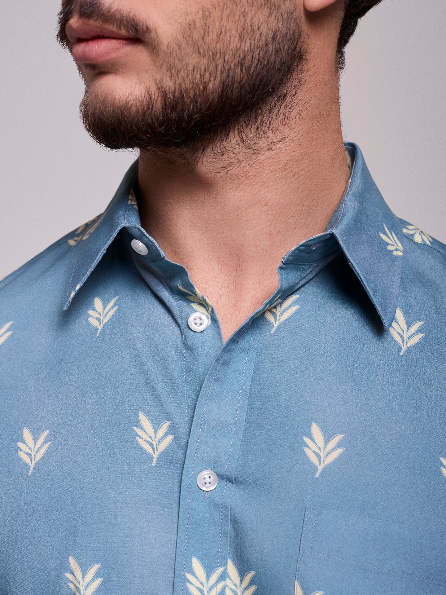 BLUE COTTON SHIRT SHORT SLEEVE REGULAR FIT MR. BLUE