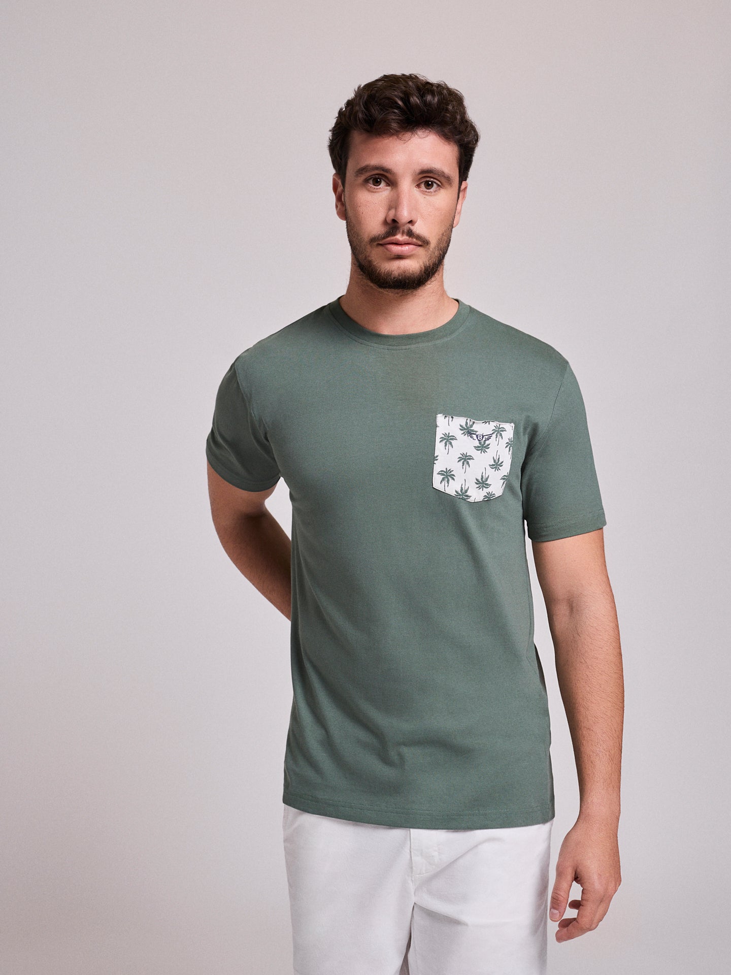 GREEN COTTON T-SHIRT SHORT SLEEVE REGULAR FIT MR. BLUE