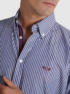 Camisa Algodão Azul Manga Comprida Regular Fit Mr. Blue