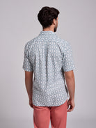 CAMISA LINHO AZUL MANGA CURTA REGULAR FIT MR. BLUE