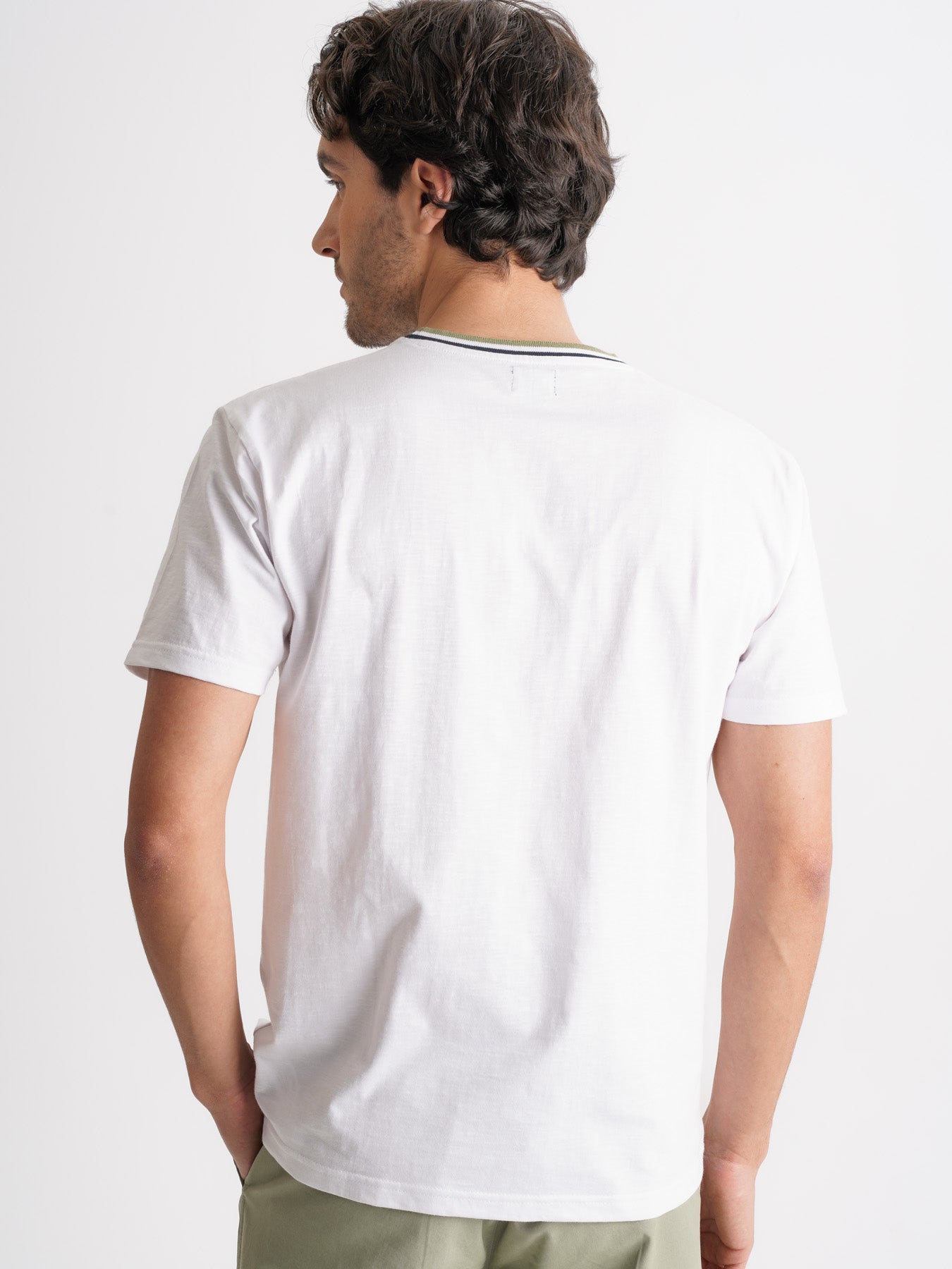 CAMISETA DE ALGODÓN BLANCA MANGA CORTA REGULAR FIT MR. AZUL