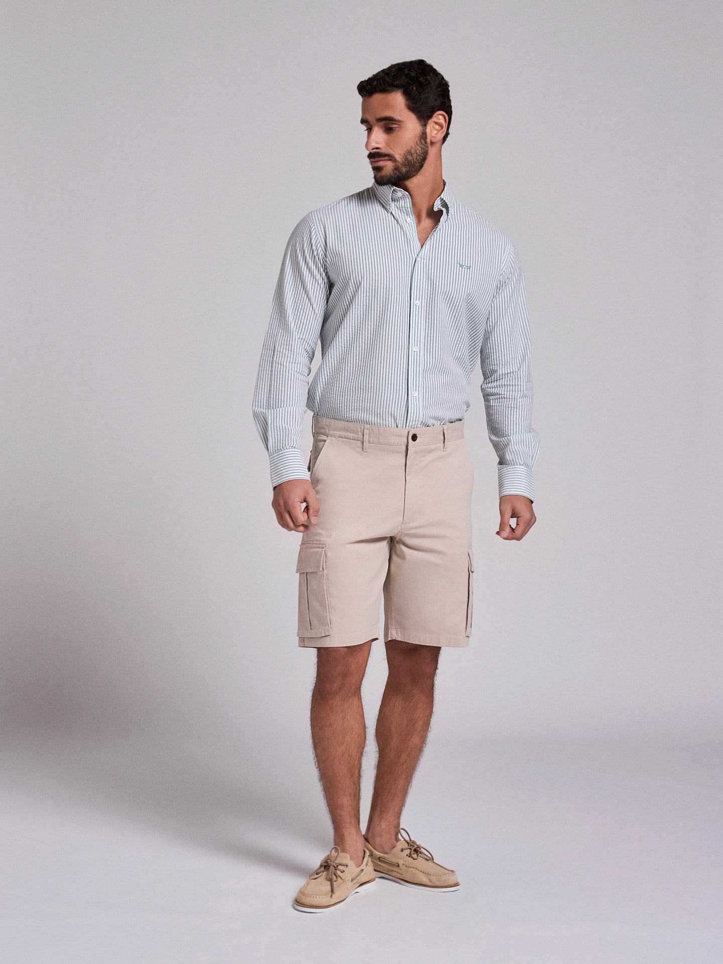 Bermuda Algodão Beges Regular Fit Mr. Blue