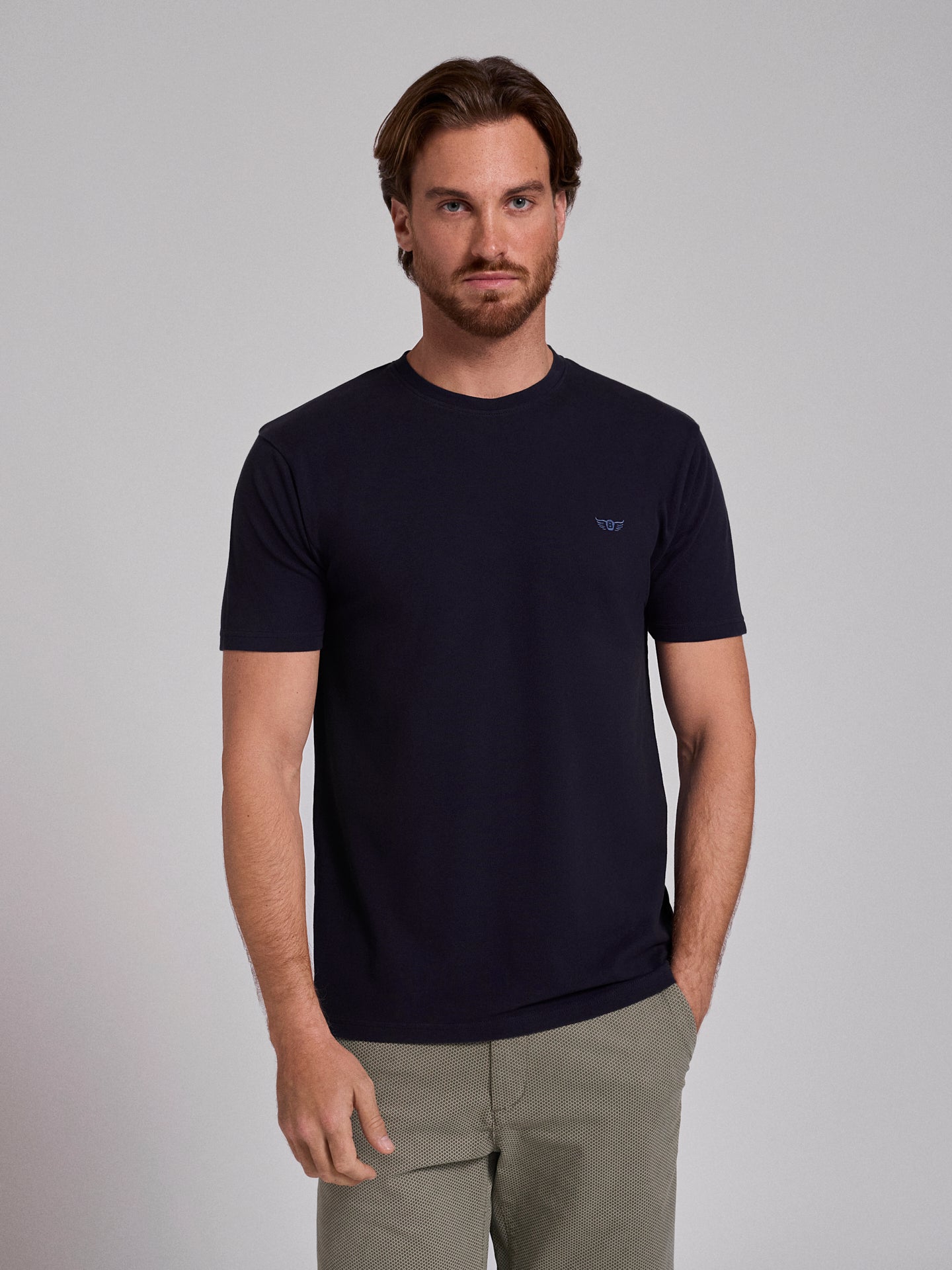 T-shirt Algodão Azul Manga Curta Regular Fit Mr. Blue