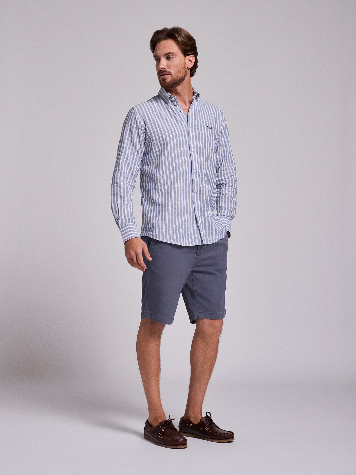 BLUE LINEN SHIRT LONG SLEEVE REGULAR FIT MR. BLUE