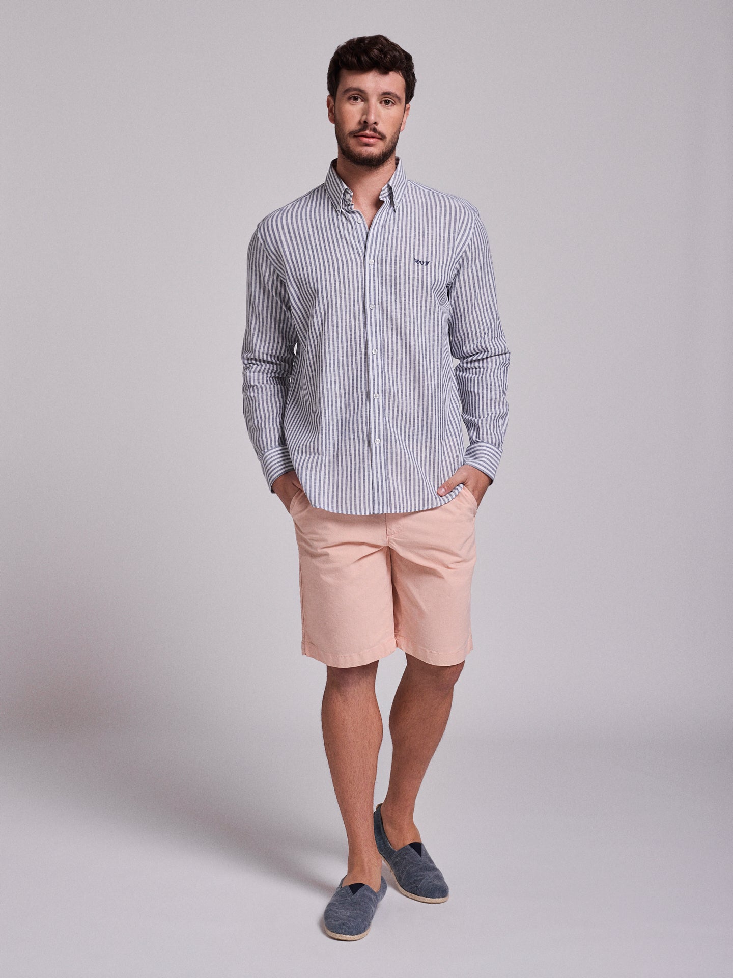 BLUE LINEN SHIRT LONG SLEEVE REGULAR FIT MR. BLUE