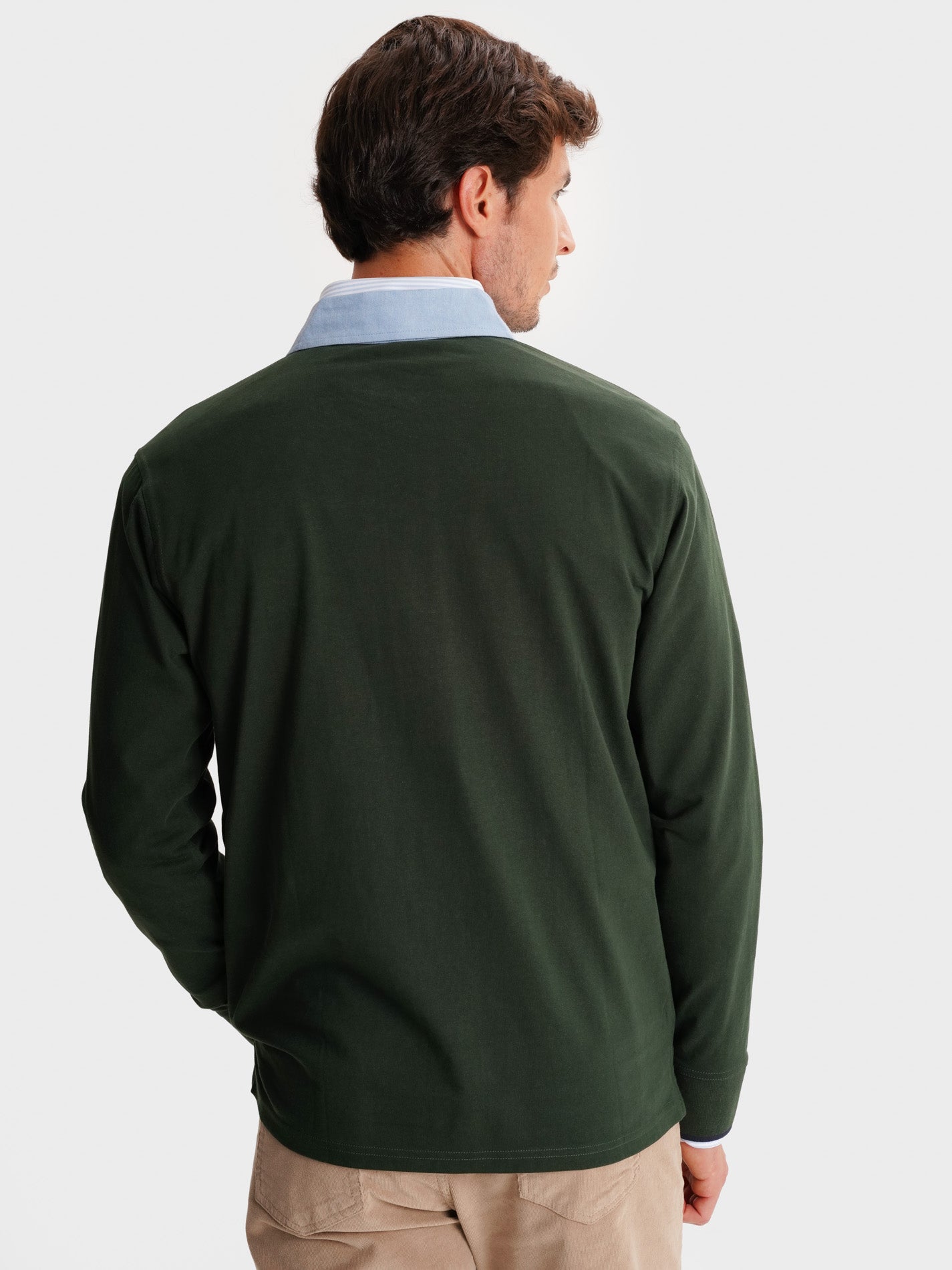 RUGBY GREEN COTTON LONG SLEEVE REGULAR FIT MR. BLUE