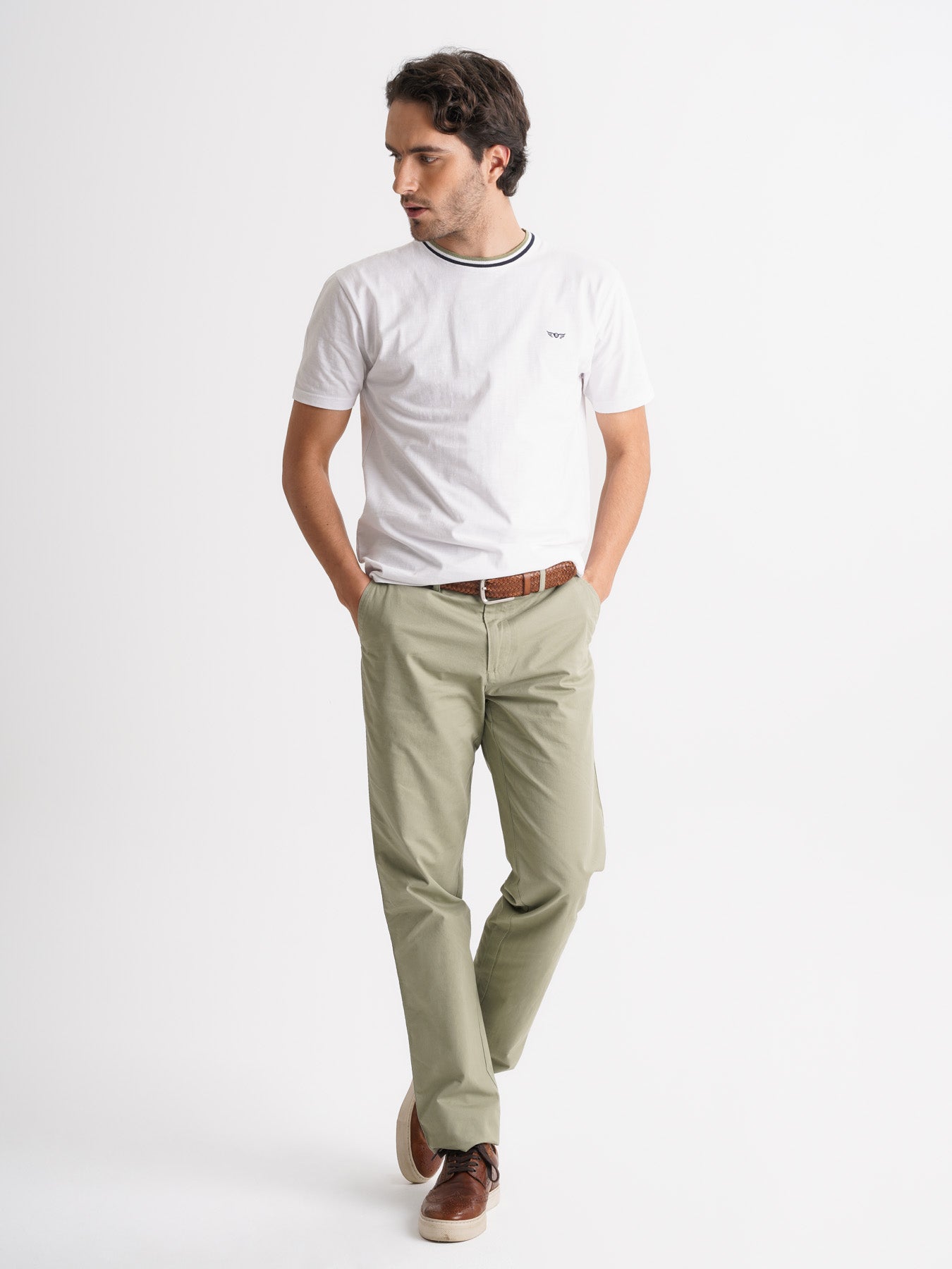 CAMISETA DE ALGODÓN BLANCA MANGA CORTA REGULAR FIT MR. AZUL