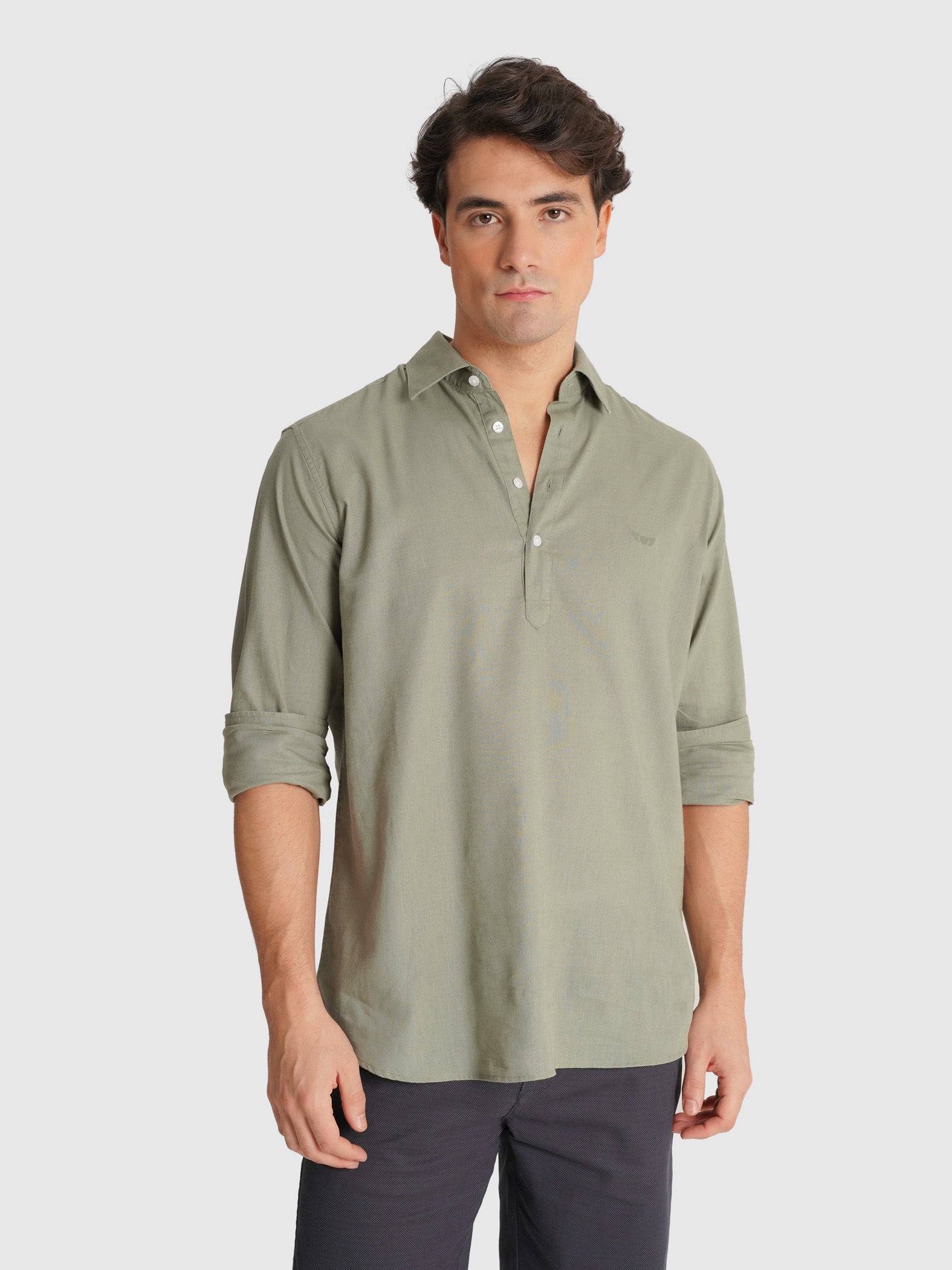 LONG SLEEVE GREEN SHIRT REGULAR FIT MR. BLUE
