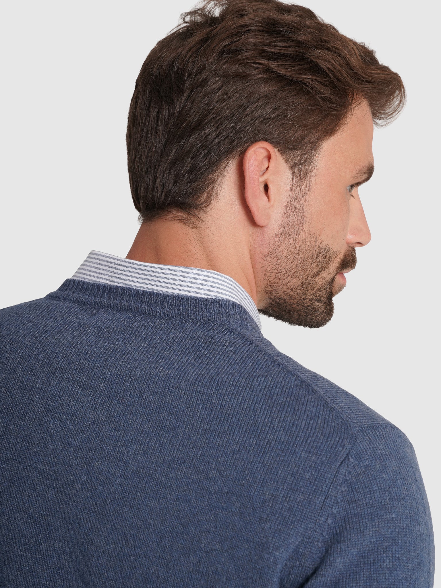 Pullover Lã Azul Manga Comprida Regular Fit Mr. Blue