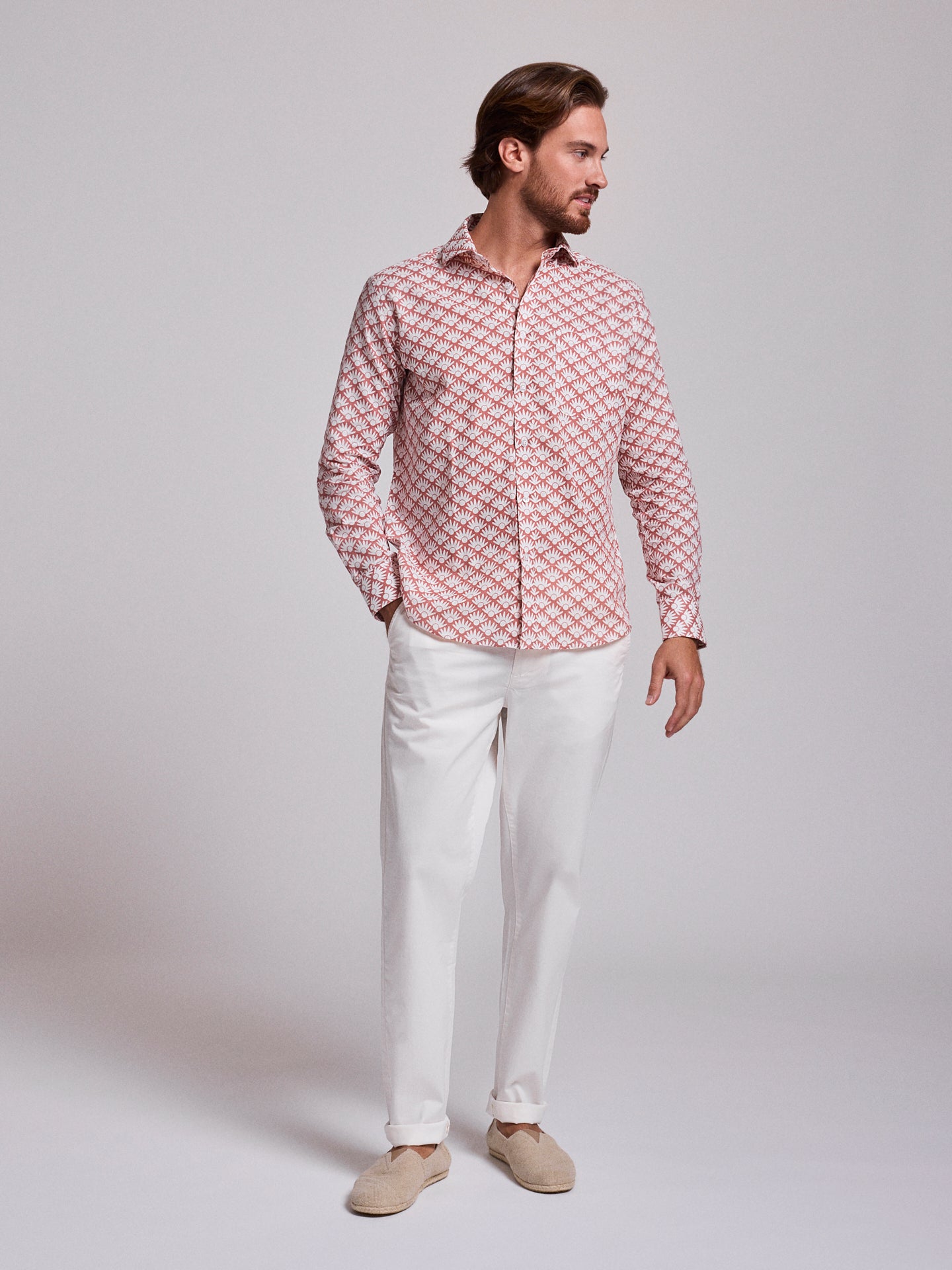CAMISA LINHO ROSA MANGA COMPRIDA REGULAR FIT MR. BLUE