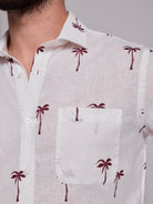 RED LINEN SHIRT SHORT SLEEVE REGULAR FIT MR. BLUE