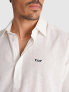 WHITE LONG SLEEVE REGULAR FIT MR SHIRT. BLUE