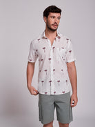 RED LINEN SHIRT SHORT SLEEVE REGULAR FIT MR. BLUE