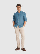 TAILORED FIT LONG SLEEVE BLUE SHIRT MARK BELLUCCI