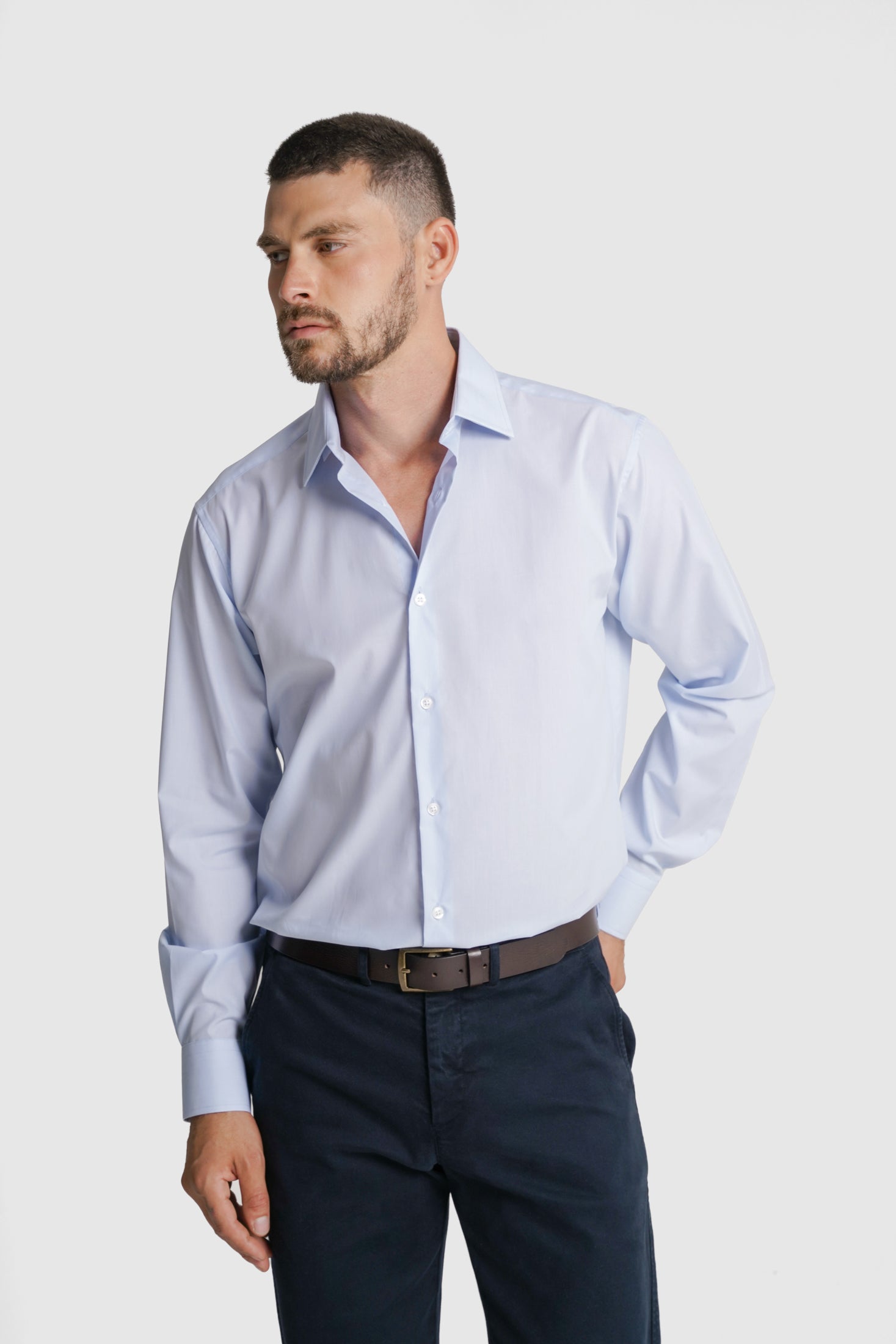 CAMISA POPELINE CLASSIC FIT BRANCA LISA MR. BLUE