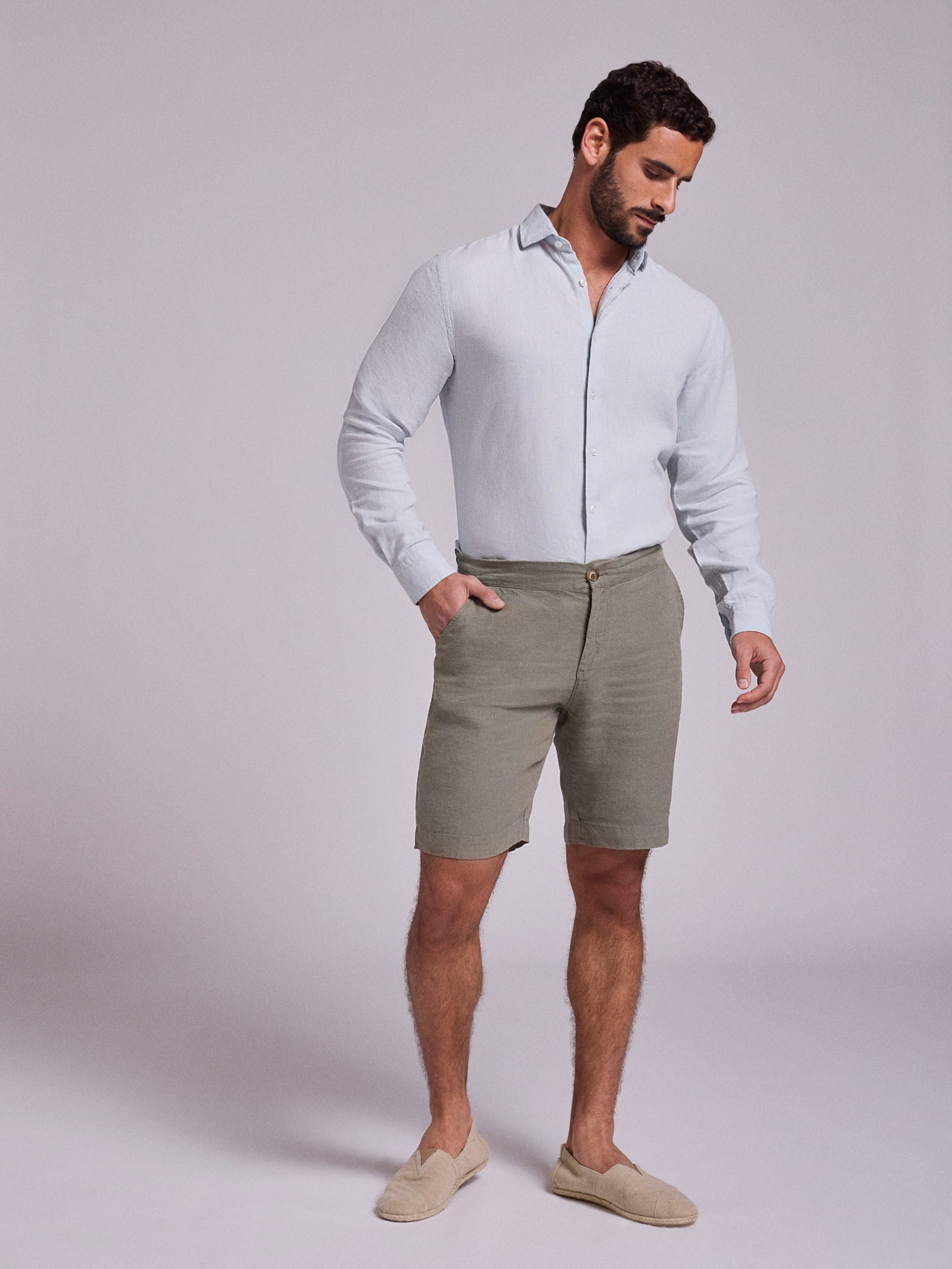 Bermuda Linho Verdes Regular Fit Mr. Blue