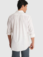 WHITE LONG SLEEVE REGULAR FIT MR SHIRT. BLUE