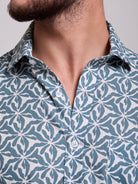 GREEN LINEN SHIRT SHORT SLEEVE REGULAR FIT MR. BLUE