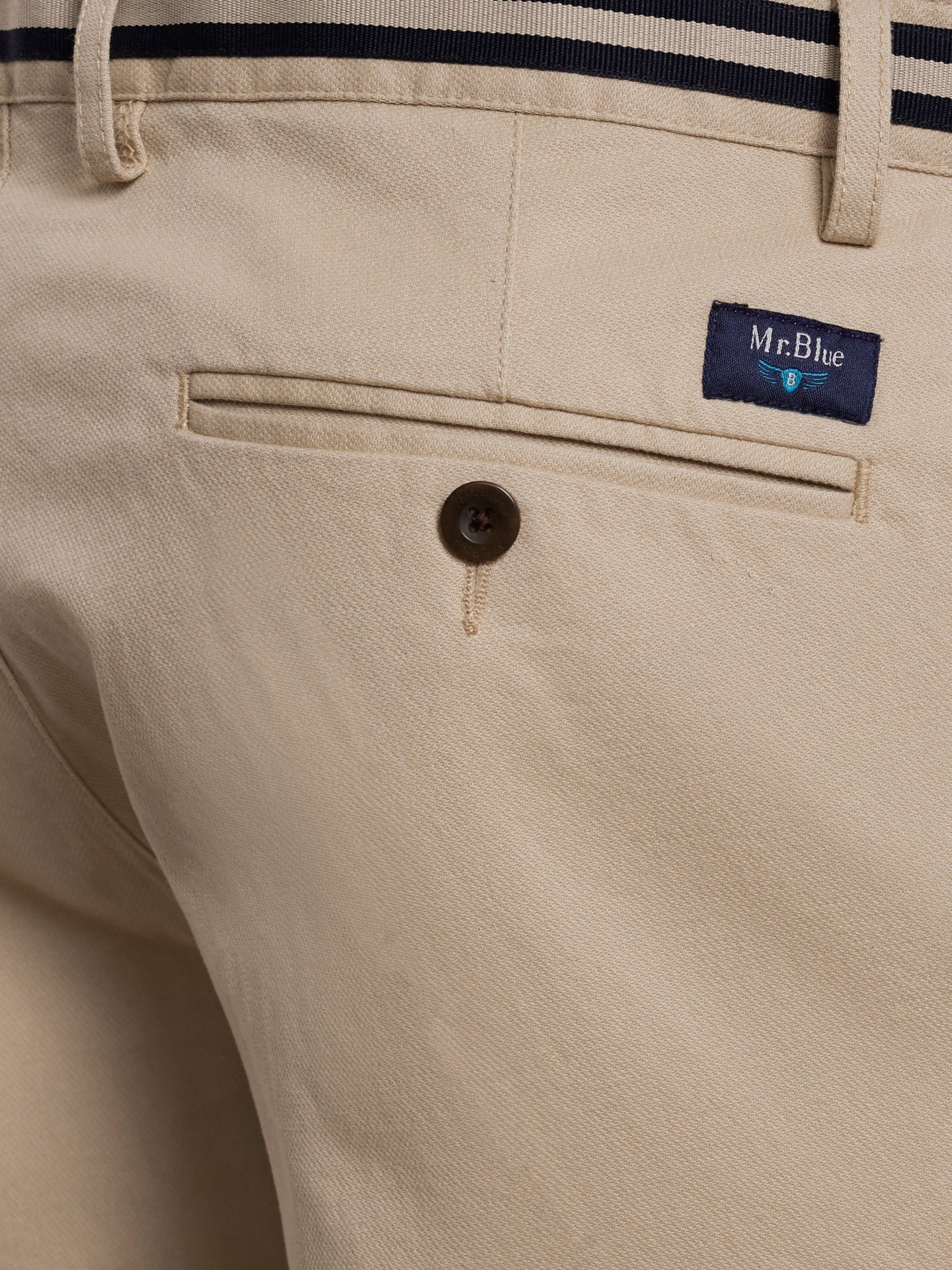 BEIGE STRUCTURED TROUSERS REGULAR FIT MR. BLUE