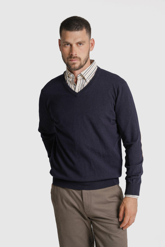 PULLOVER LÃ REGULAR FIT AZUL LISO MR. BLUE