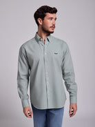 GREEN COTTON SHIRT LONG SLEEVE REGULAR FIT MR. BLUE