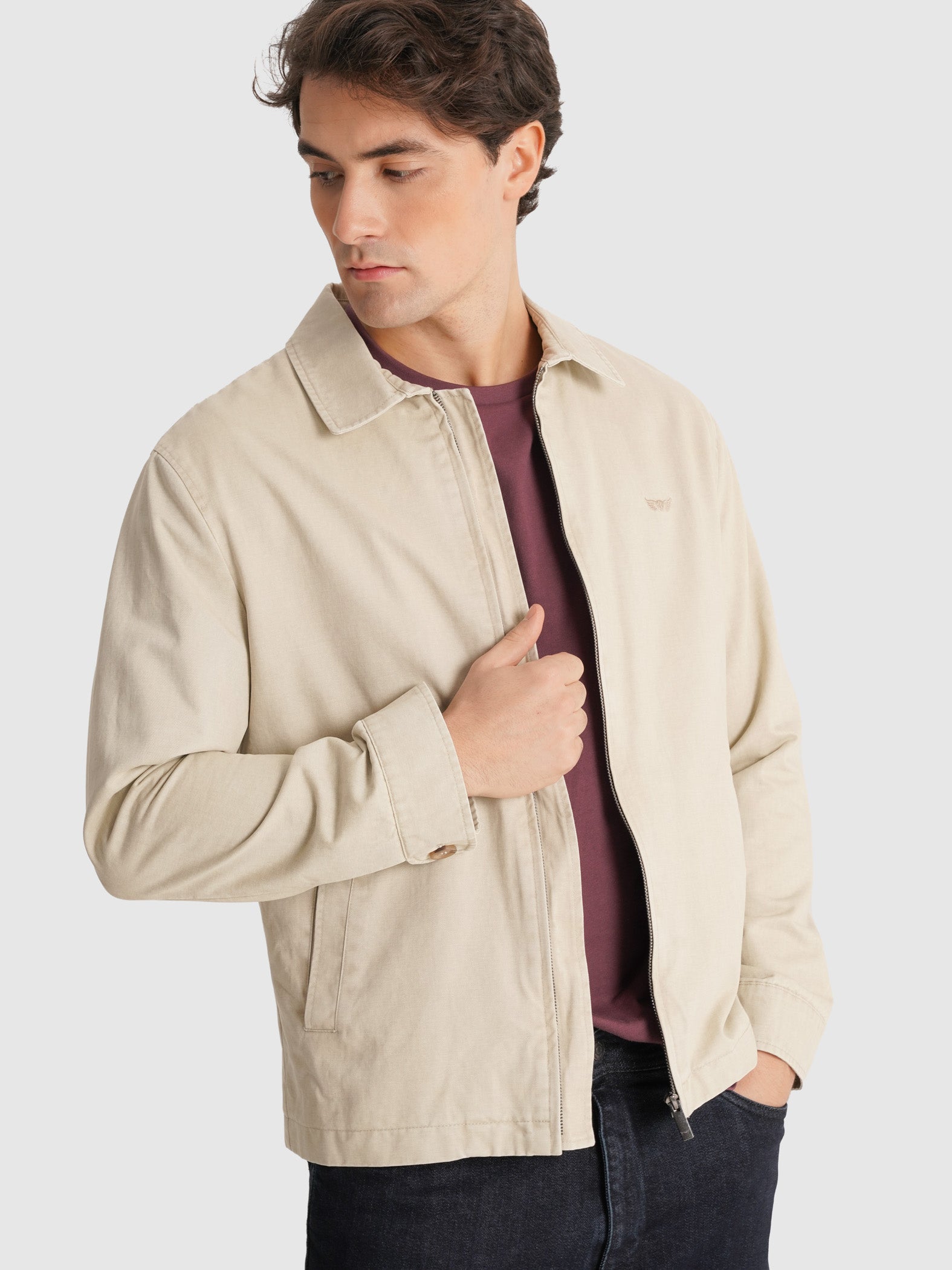 CHAQUETA BEIGE MANGA LARGA REGULAR FIT MR. AZUL