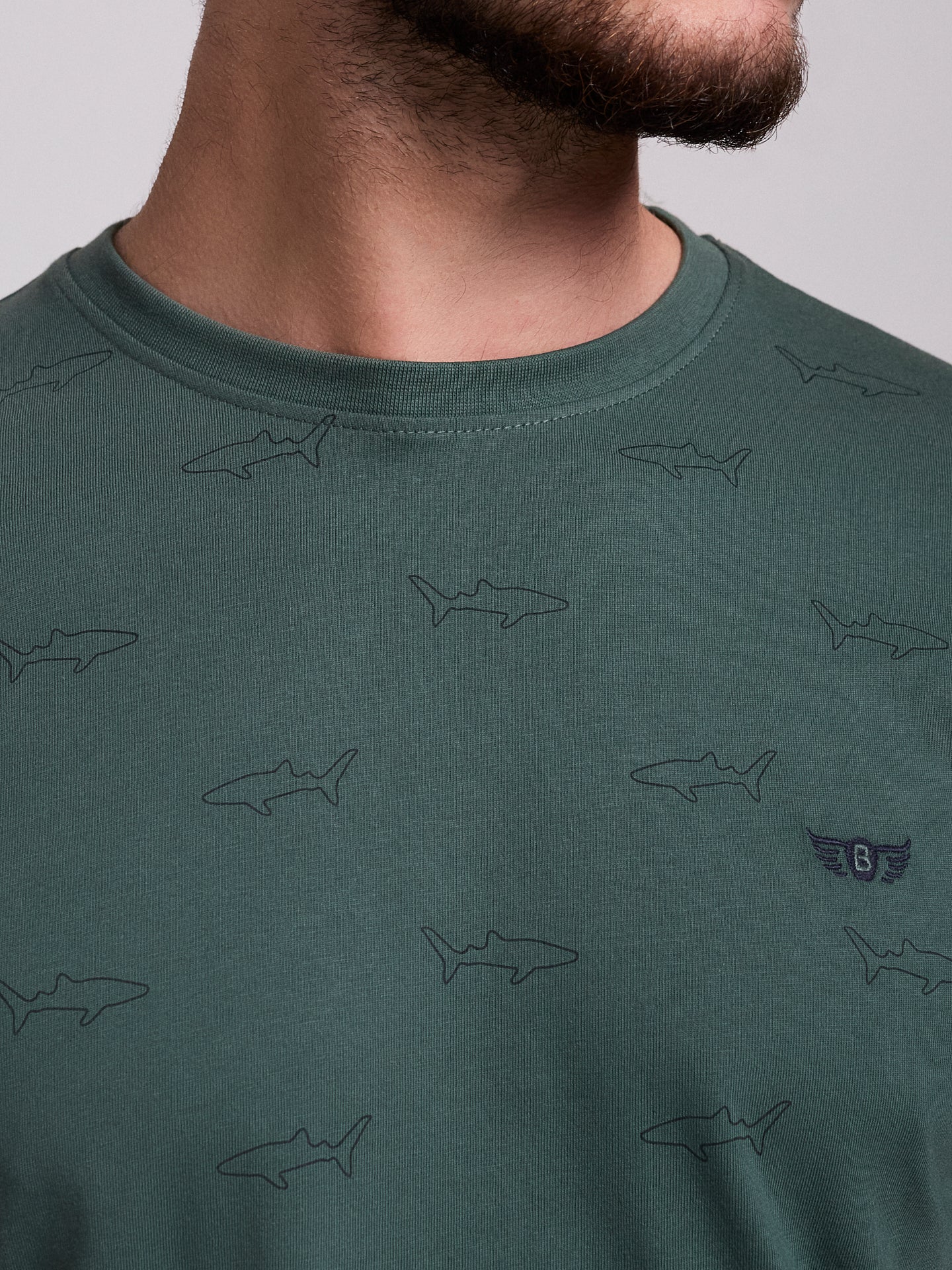 GREEN COTTON T-SHIRT SHORT SLEEVE REGULAR FIT MR. BLUE