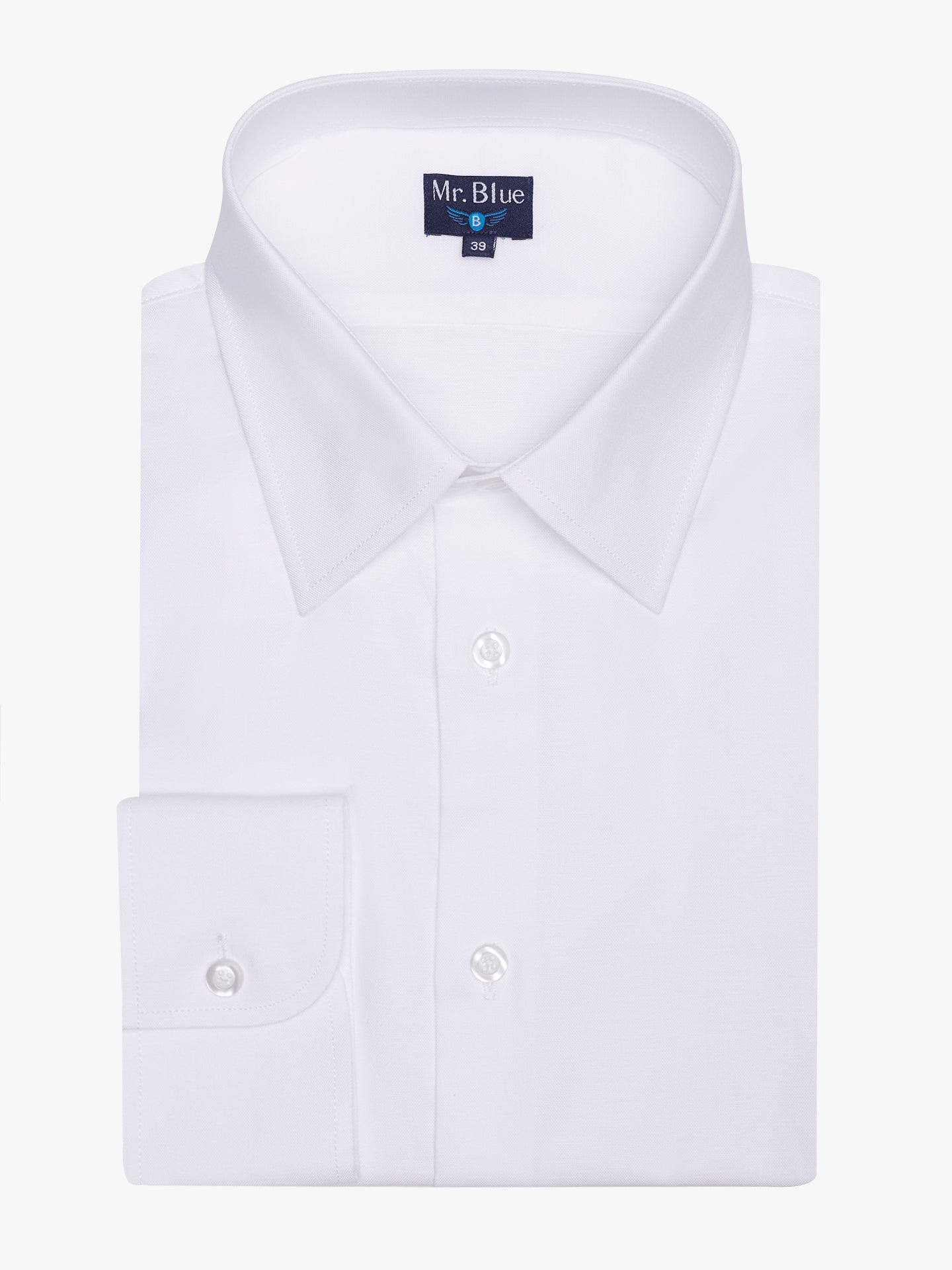 Camisa Algodão Branca Manga Comprida Classic Fit Mr. Blue